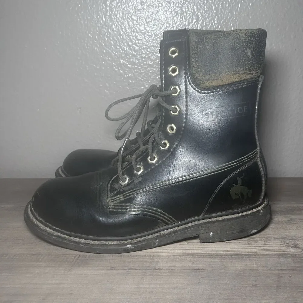 Gauchos Steel Toe Work Boots Black Oil Resistant Size 40A Mens 7.5 Nailed Soles